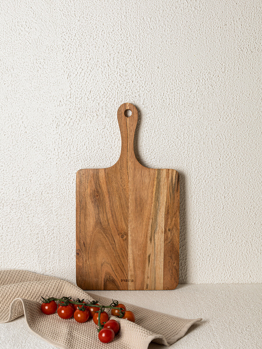 Доска разделочная DeNASTIA вытянутая ручка, 45 x 25 x 1,5 см, бежевый, KB00045