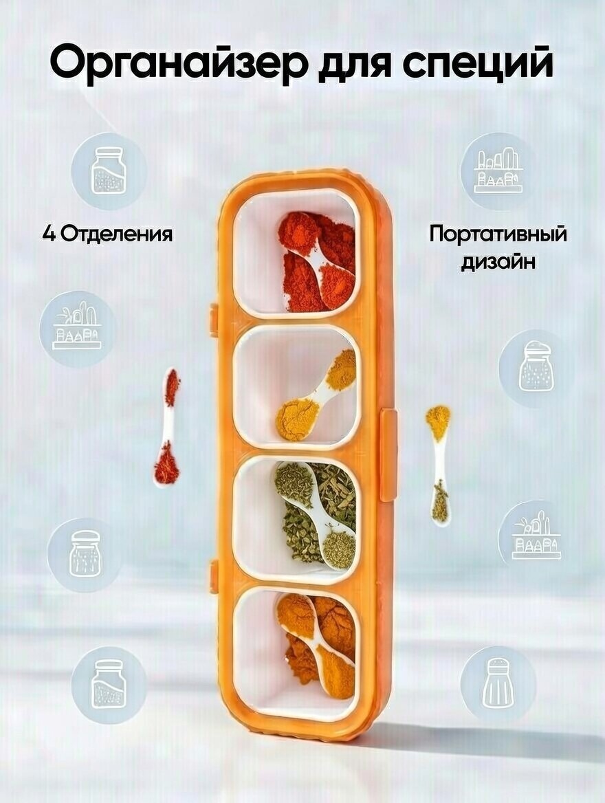 Органайзер для специй и приправ с 4 отсеками: удобный и практичный помощник на кухне