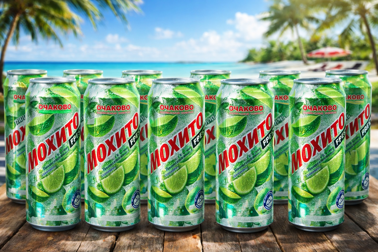 Напиток газированный Мохито "Fresh Blue", с лаймом и ягодами, 10 штук