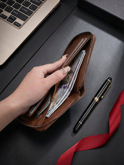 Кошелек , фактура гладкая, коричневый — фото 1