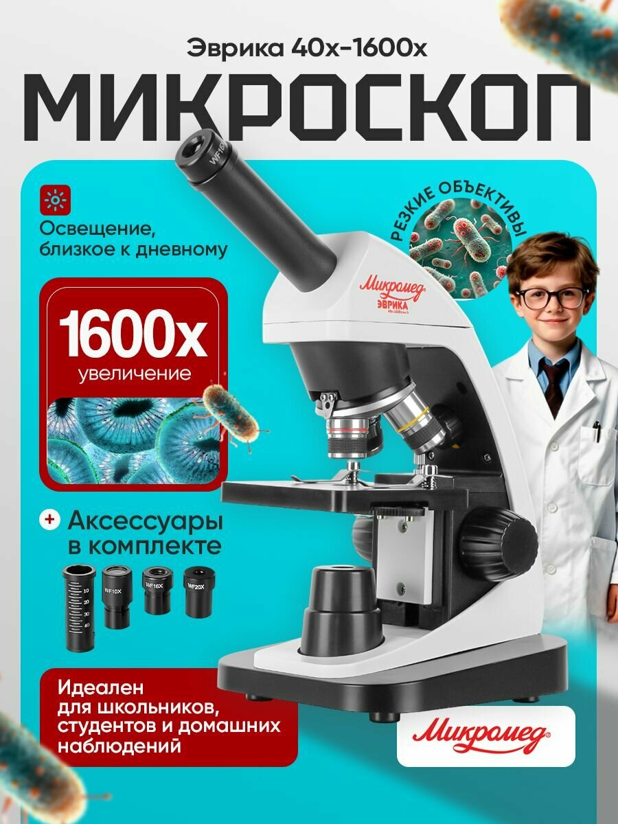 Микроскоп школьный Эврика 40х-1600х