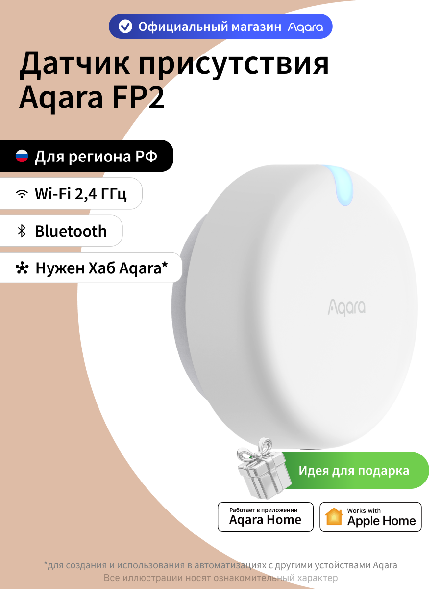 Умный датчик присутствия Aqara FP2 PS-S02RU, определяет присутствие людей