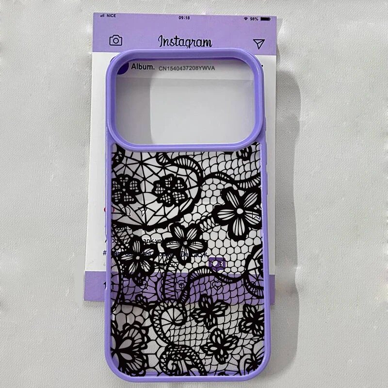 Розово-черный чехол для телефона с кружевным узором для iPhone 17Air 15 iPhone17 Про Макс, style 5