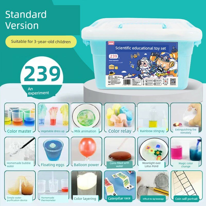 Комплект для 239 научных экспериментов Standard с контейнером, руководством и объяснением для детей