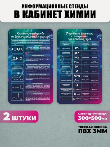 Изображение товара Комплект стендов Формулы по химии, цвет неоновый, набор 2 шт, VoloMar