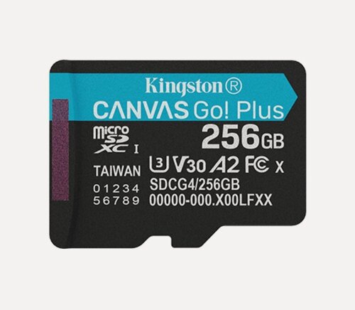Изображение товара Карта памяти Kingston Go! Plus microSDXC 256 ГБ / SDCG4/256GBSP / A2 V30 U3 / 200 МБ/с / для 4K видео