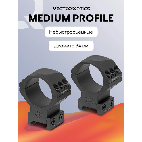 фото Кольца для прицела vector optics небыстросъемные, 34 мм, на weaver, средние (h18мм)