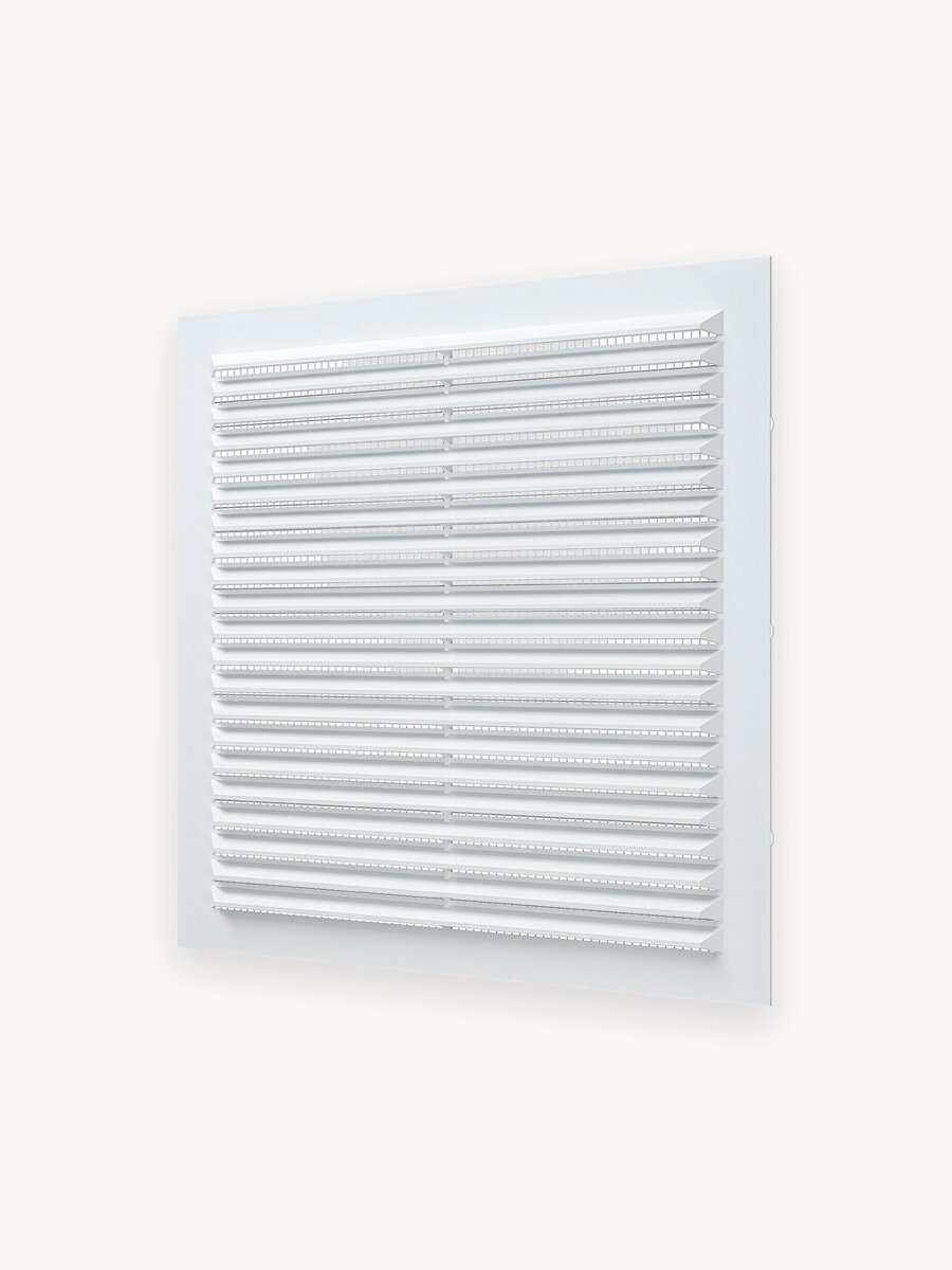 Решетка вентиляционная пластиковая для вытяжки Auramax A2323C, 234x234 мм, сетка, белый