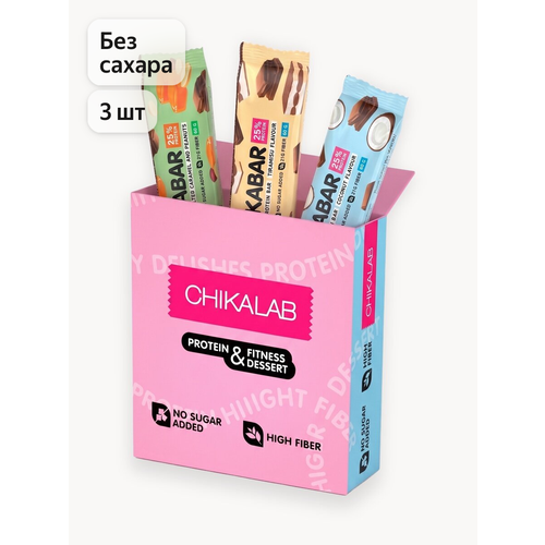 фото Протеиновые батончики chikabar в молочном без сахара ассорти mini, 3шт х 60г chikalab