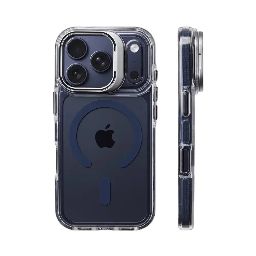 Роскошный магнитный противоударный прозрачный чехол-бампер Синий, Dark Blue, For iPhone 17Pro Max