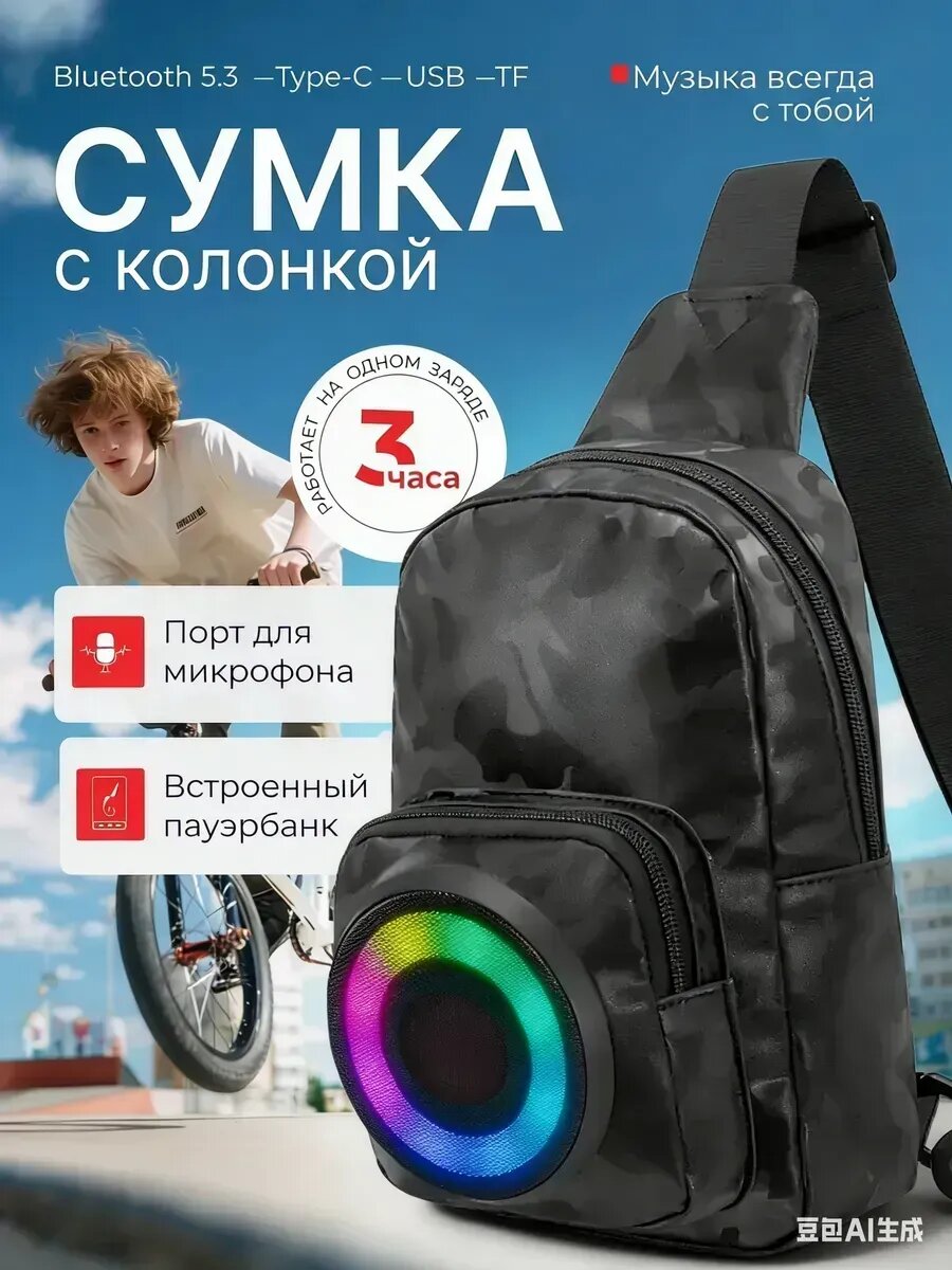 Колонка Bluetooth встроенная сумка через плечо