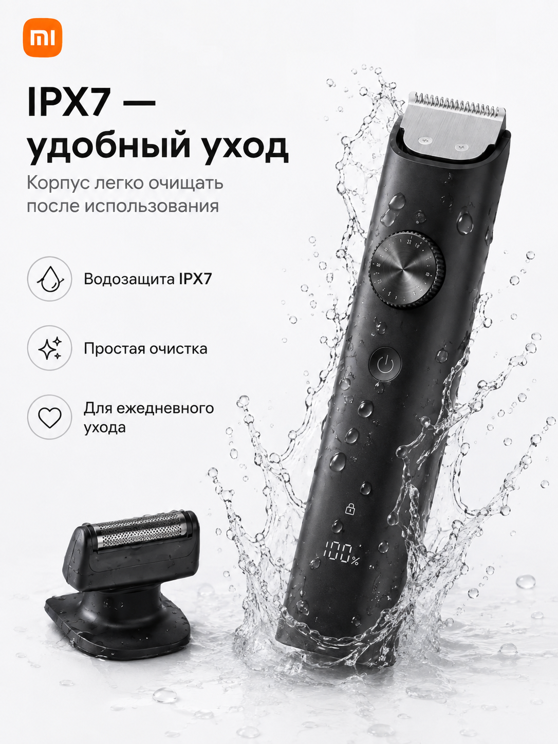 Машинка для стрижки Xiaomi Grooming Kit Pro XMGHT2KITLF Black, 40 настроек длины, IPX7, 90 мин, USB-C — фото 1