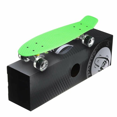 Пенни Борд Fish Skateboards 22" 56 см, LED-подсветка, салатовый