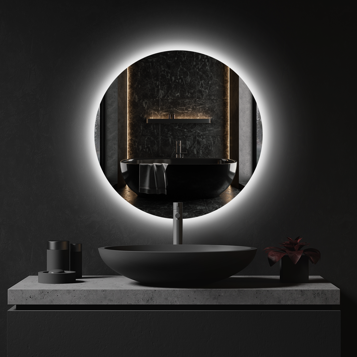 Зеркало для ванной Villanelle с управлением взмахом руки, нейтральная подсветка 4500К, диммер, 60 см - фотография № 6
