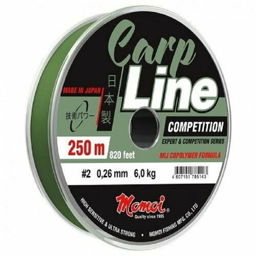 фото Леска carp line competition 0,21мм 4,7кг 250м оливковая momoi