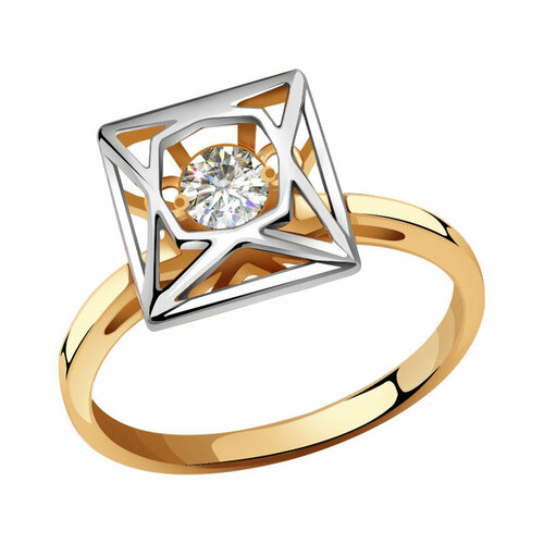 фото Кольцо diamant online, золото, 585 проба, фианит, размер 16.5