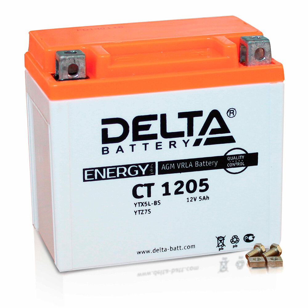 Аккумулятор DELTA CT1205 (YTX5L-BS) для скутера, мотоцикла, квадроцикла DELTA-CT1205