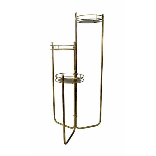 Подставка металлическая Kapelanczyk для цветов напольная 3 секции, малая, золотой антик