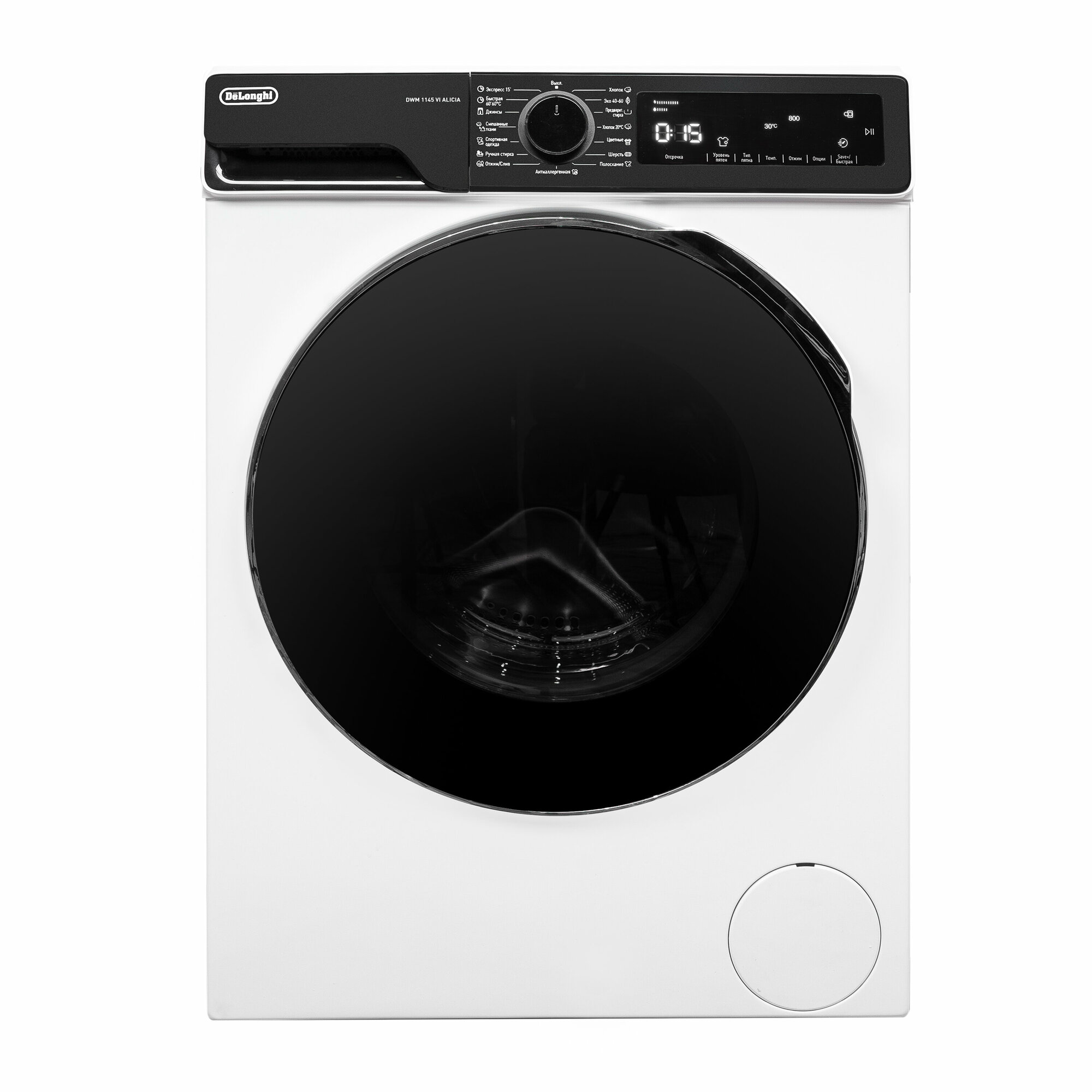 Стиральная машина DeLonghi DWM 1145 VI ALICIA 59 см, 10,5 кг, отсрочка старта, 15 программ, половинная загрузка Eco-Logic, с функцией пара - фотография № 1