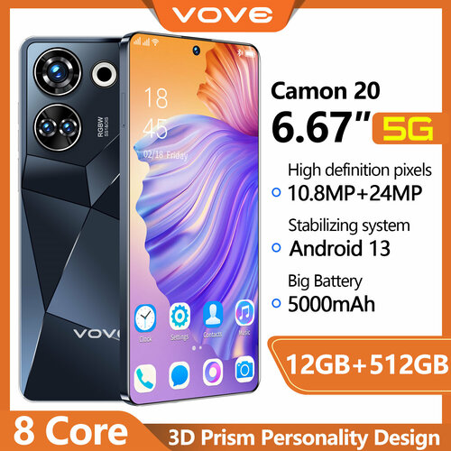Смартфон VOVE Camon 20 667 12512 ГБ Global для РФ Dual SIM 10187₽