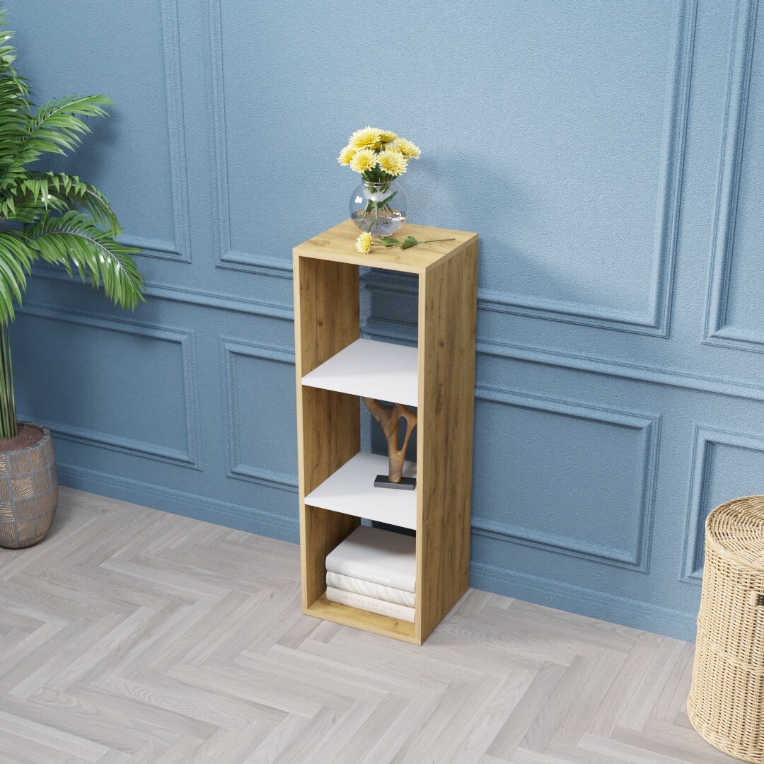 Стеллаж Velardy кубикус, 35x32x102см, белый+дуб крафт золотой