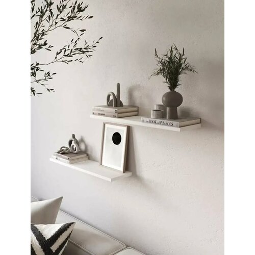 Полки настенные парящие навесные для цветов, 2 штуки, 14,5 х 54, цвет белый