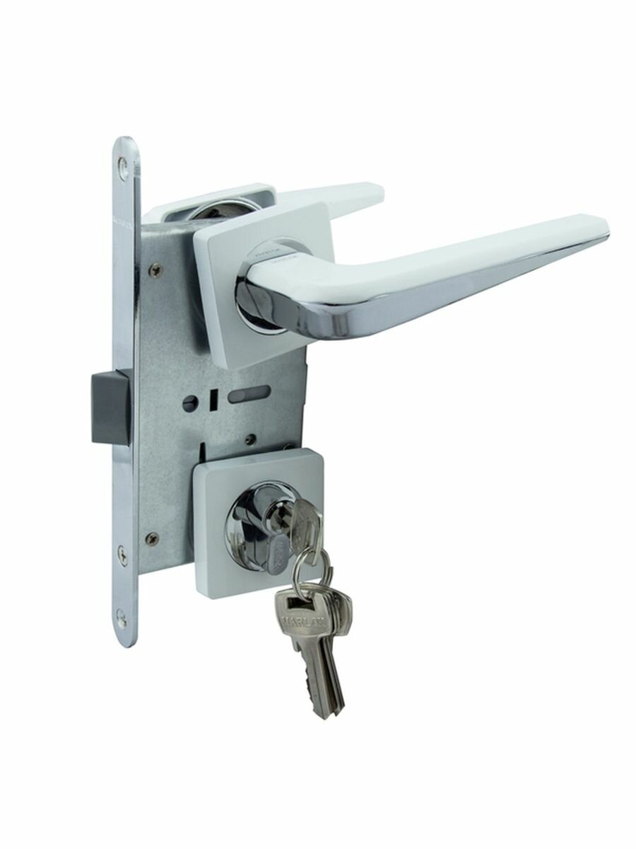 Замок врезной MARLOK 85/5297-ЦМ60 межосевое 85 мм (Тип 4) WW (глянцевый белый)