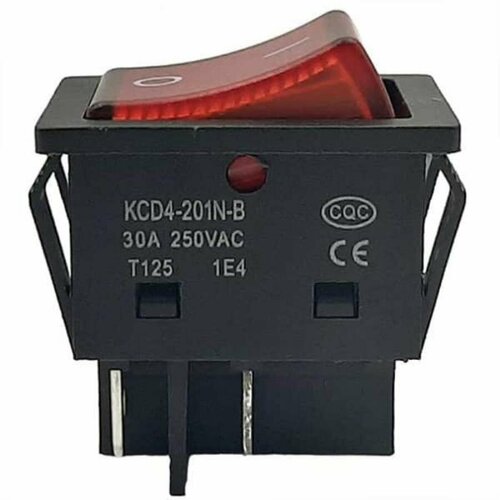 Выключатель KCD4-201N-B 13030A 1 положение красный 4 контакта 30A 250V для электроинструмента 437₽