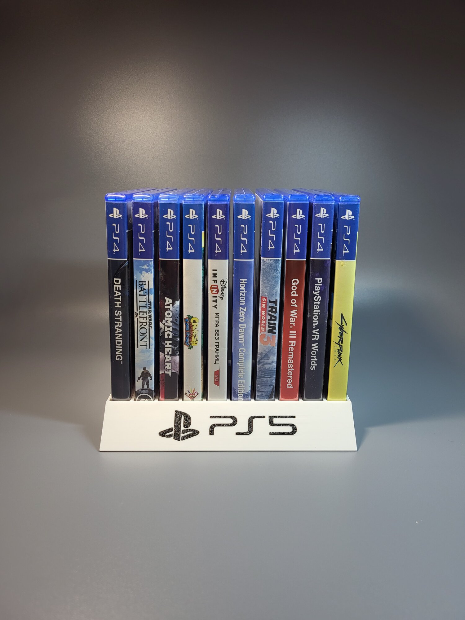 Подставка для дисков PlayStation 5, пластик, белая, на 10 картриджей — фото 1