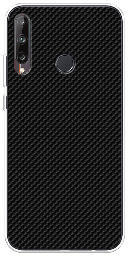 Силиконовый чехол на Huawei P40 Lite E/Y7p/Honor 9C / Хуавей P40 Lite E/Y7p/Хонор 9C "Черный карбон"