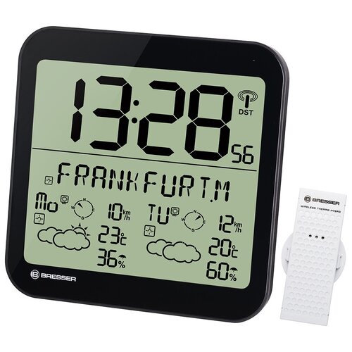 Часы настенные Bresser MyTime Meteotime LCD, черные часы настенные bresser mytime meteotime lcd серебристые