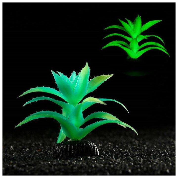 Растение аквариумное Пижон Аква искусственное, светящееся, 10 см, зеленое