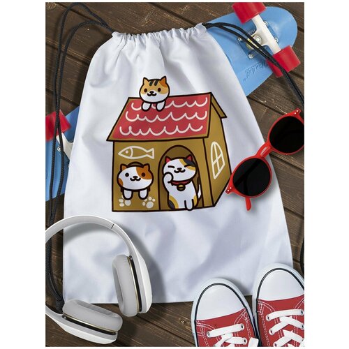 Мешок для сменной обуви Котики - 2407 new mofu sand cat kawaii cat cute 2d unisex hoodie print hooded sweatshirt clothes 18
