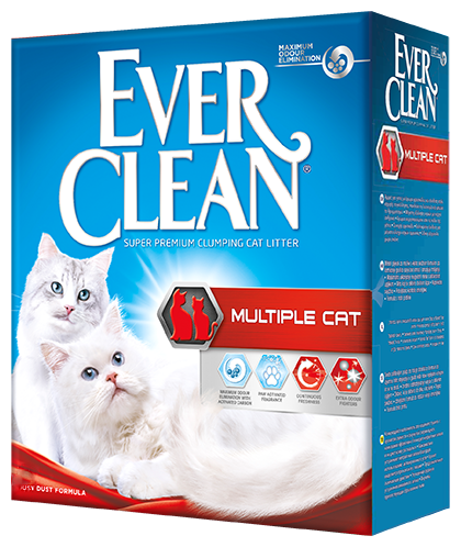 EVER CLEAN MULTIPLE CAT наполнитель комкующийся для туалета кошек с ароматизатором красная полоска (10 + 10 л)