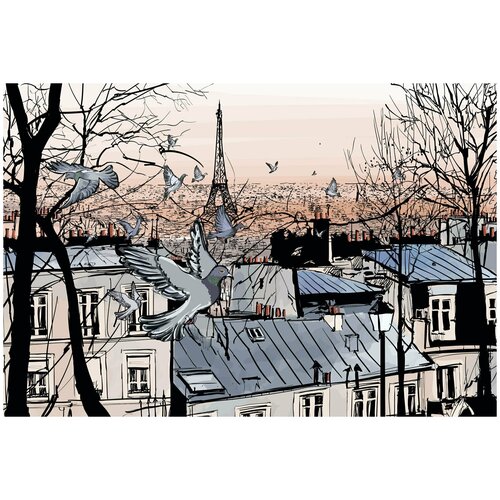 сказки на крышах Фотообои URBAN Design Голуби на крышах Парижа, 400 x 270 см