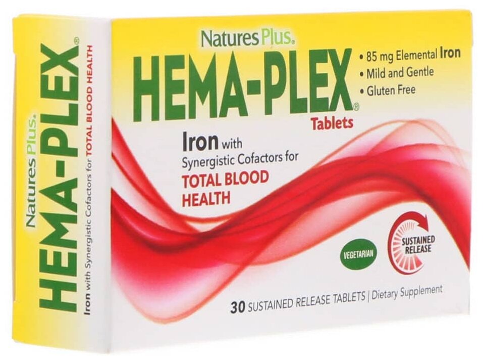Nature's Plus, Hema-Plex, 30 таблеток с длительным высвобождением