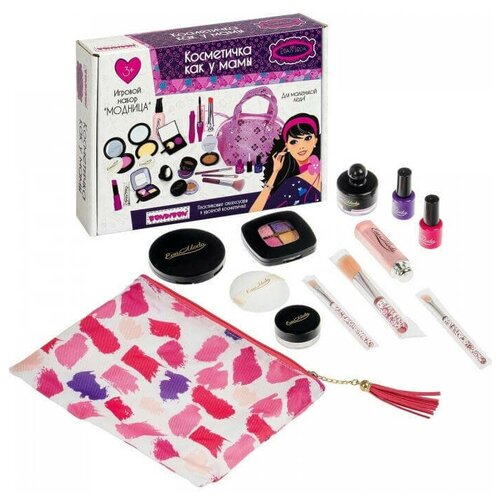 Игровой набор Модница Bondibon Eva Moda пластиковые аксессуары 10 предм в сумочке на молнии ВВ5065 1905₽