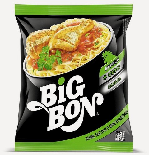 Изображение товара Упаковка 48 штук Лапша Big Bon курица с соусом "Сальса" пак 75г