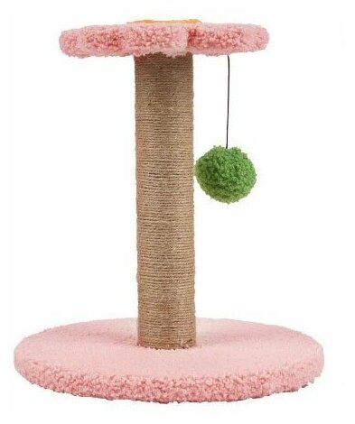 Когтеточка-столбик с игрушкой, Bentfores (28 x 25 x 25 см, розовый цветок, 33928)