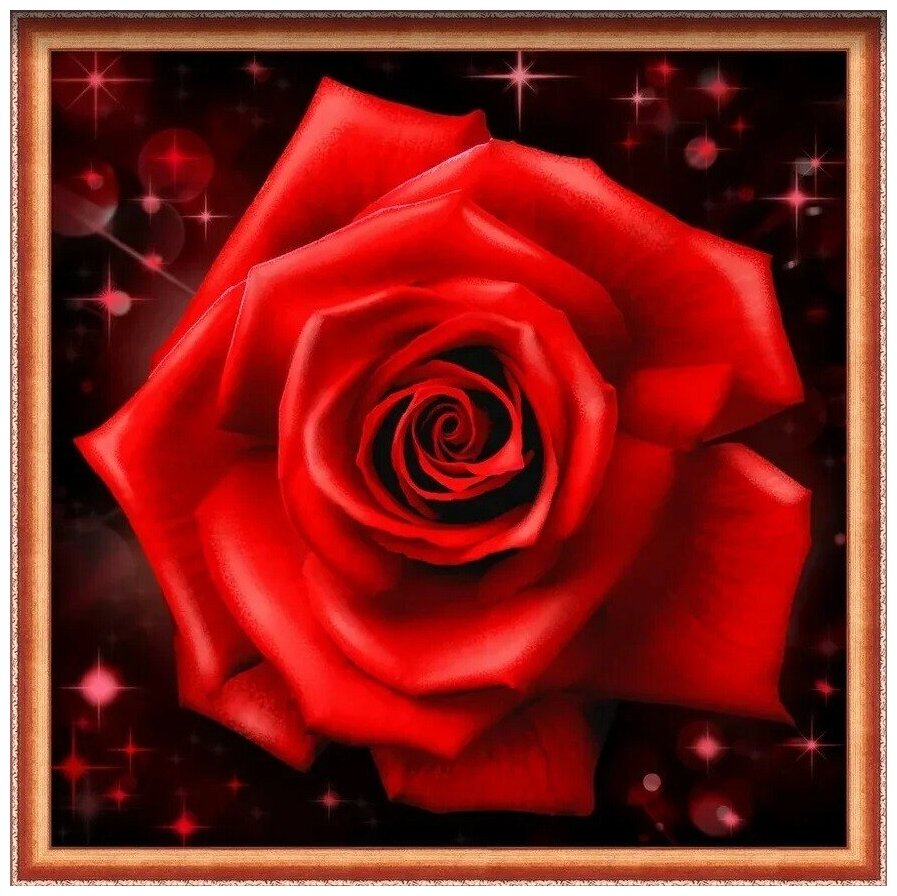 Сверкающая роза #АЖ-1785 Алмазная живопись Набор алмазная мозаика 25 х 25 см