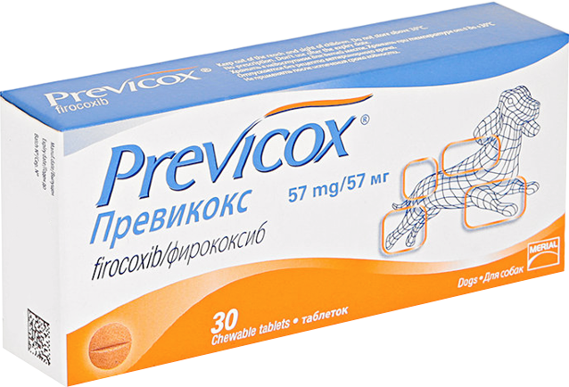 Таблетки Merial Превикокс 57 мг, 30шт. в уп., 1уп.