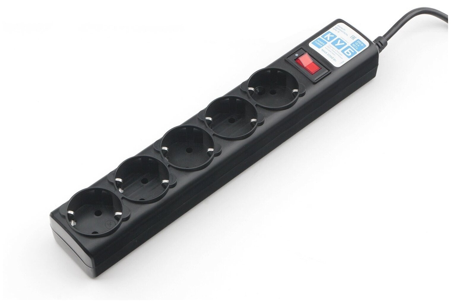 PowerCube Фильтр-удлинитель 10.0м, 5 розеток,10А (SPG5-10M), черный графит