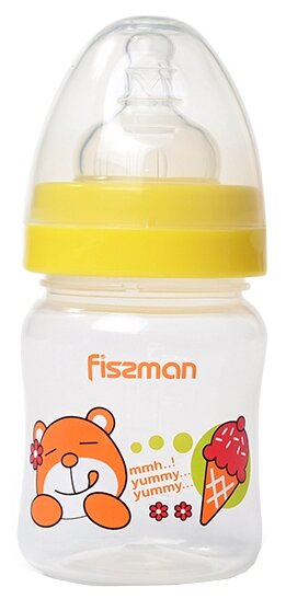 FISSMAN Детская бутылочка для кормления пластиковая Желтая 120мл / 14см