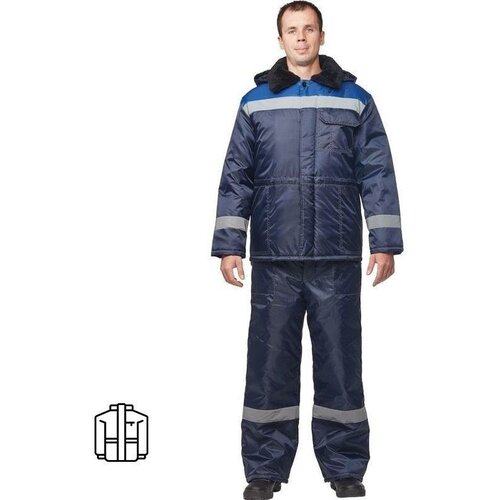 Куртка рабочая зимняя мужская з32-КУ с СОП синяя/васильковая из ткани оксфорд (размер 56-58, рост 182-188)