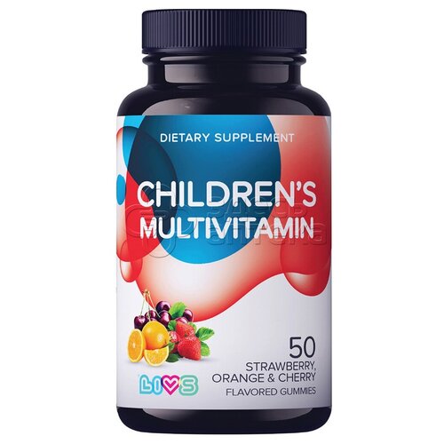 LIVS Комплекс Мультивитаминов для детей со вкусом фруктов и ягод (вишня, клубника, апельсин) пастилки по 3 г, 50 шт