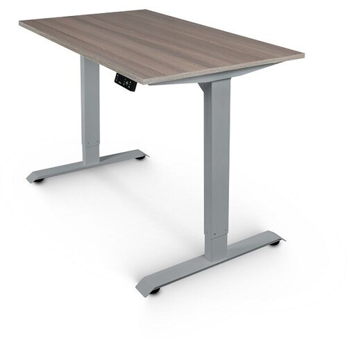 Компьютерный стол STOLSTOYA для работы сидя и стоя BAZALT серый, с электроприводом, столешница ЛДСП Орех Сопрано 145x80x122 см