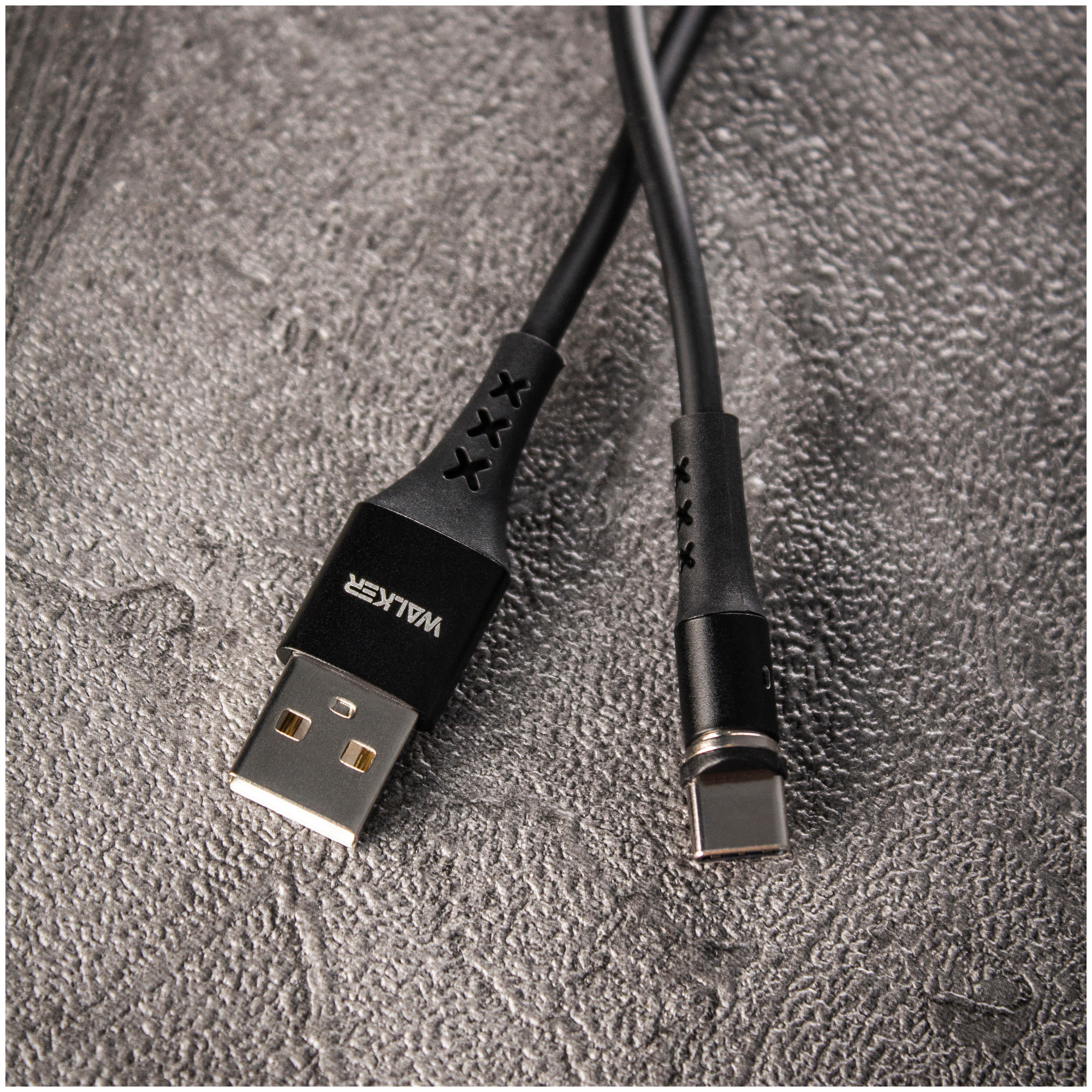 Кабель USB "WALKER" C775 для Type-C магнитный индикатор прорезиненная оплетка (31А)