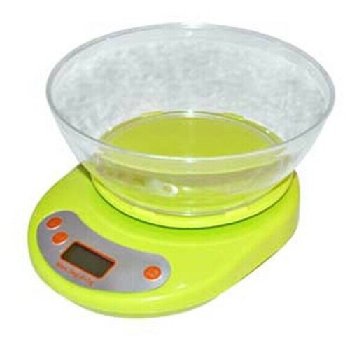 Весы кухонные электронные, 5 кг ЖК-дисплей, с пластиковой чашей 1 л