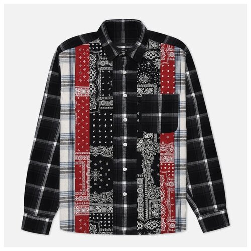 фото Мужская рубашка sophnet. vertical paneled regular collar big чёрный, размер xl