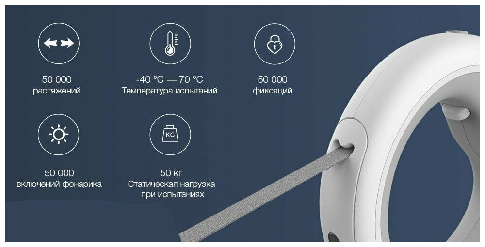 Поводок-рулетка светящийся для собак Moestar UFO Retractable Leash 2 Plus 3m с фонариком - фотография № 5